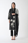Black Embroidered Straight Kurta 3 Pcs Set