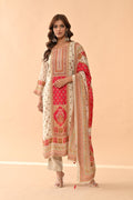 Beige Embellished Kurta 3 Pcs Set