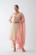 Beige Embellished Kurta 3 Pcs Set