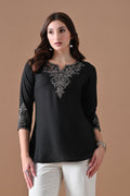 Black Embroidered Top