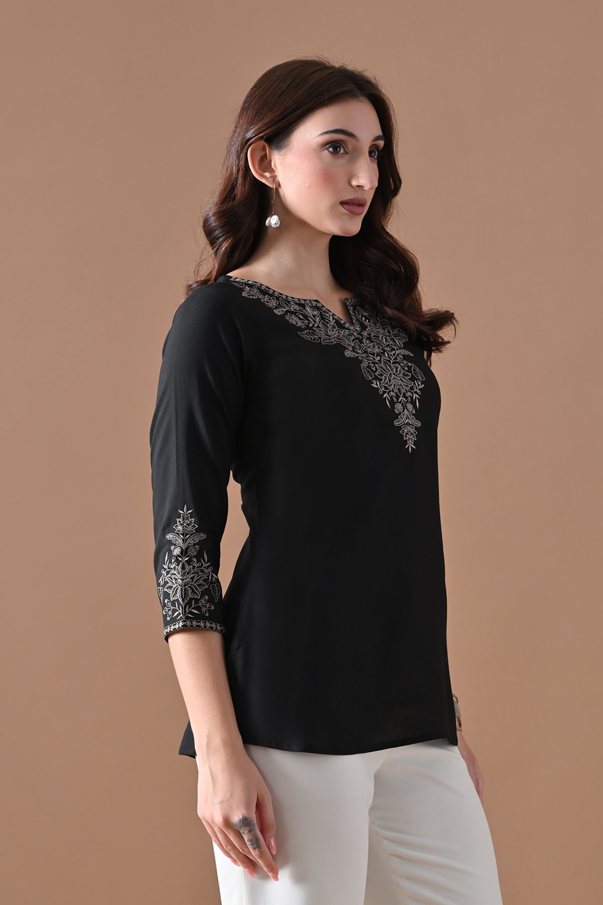 Black Embroidered Top